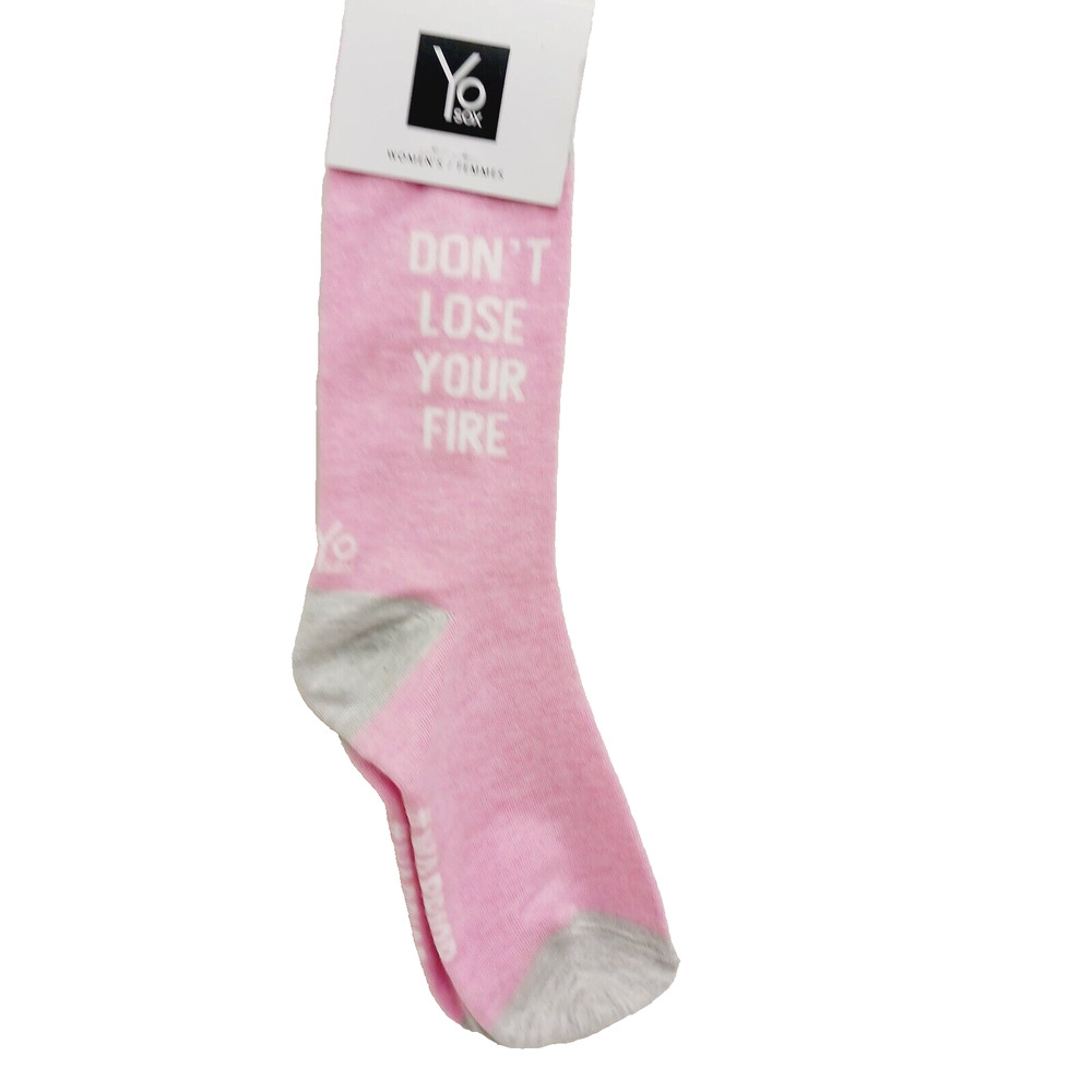 Yo Sox Socks Crew Women Boy Don't Lose Your Fire Pink #Warrior Cotton NWT NEW